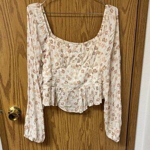 Altar'd State Cream Floral Blouse